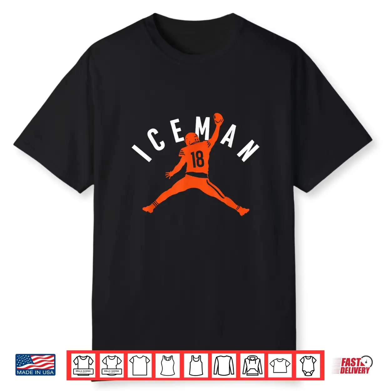 Iceman Football Silhouette Orange Number 18 Shirt Iceman Football Silhouette Orange Number 18 Shirt