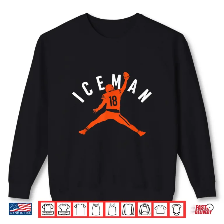 Sweatshirt Iceman Football Silhouette Orange Number 18 Shirt