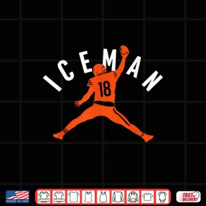 Design Iceman Football Silhouette Orange Number 18 Shirt