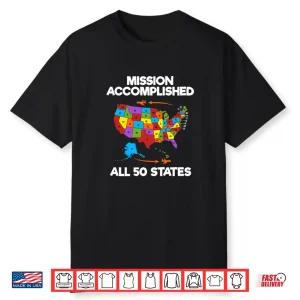 50 States Of America Adventure Map Road Trip Travelers Shirt