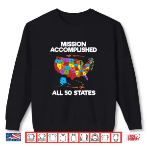 Sweatshirt 50 States of America Adventure Map Road Trip Travelers Shirt