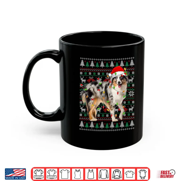 Mug Australian Shepherd Dog Christmas Ugly Sweater Santa Xmas Shirt