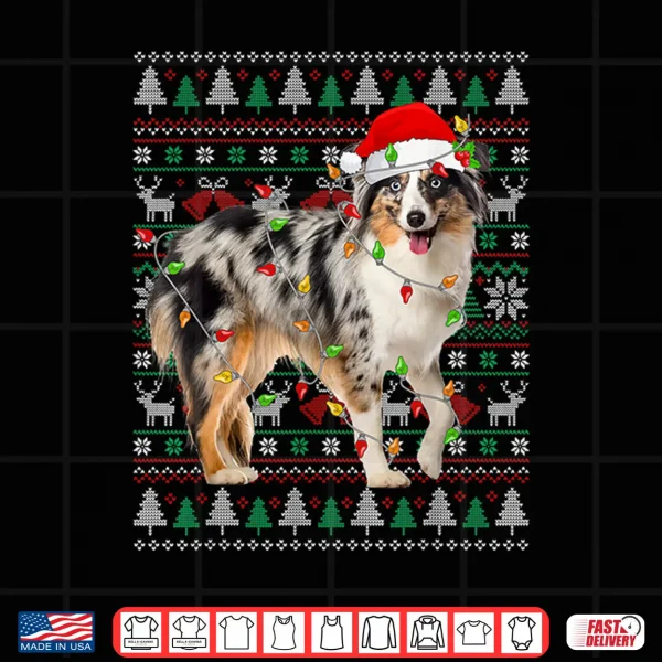 Design Australian Shepherd Dog Christmas Ugly Sweater Santa Xmas Shirt