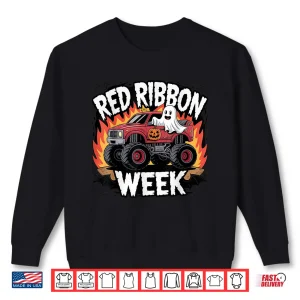 Sweatshirt Kids Red Ribbon Week Awareness Monster Truck Shirt