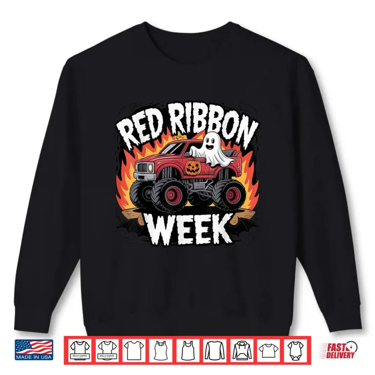 Sweatshirt Kids Red Ribbon Week Awareness Monster Truck Shirt