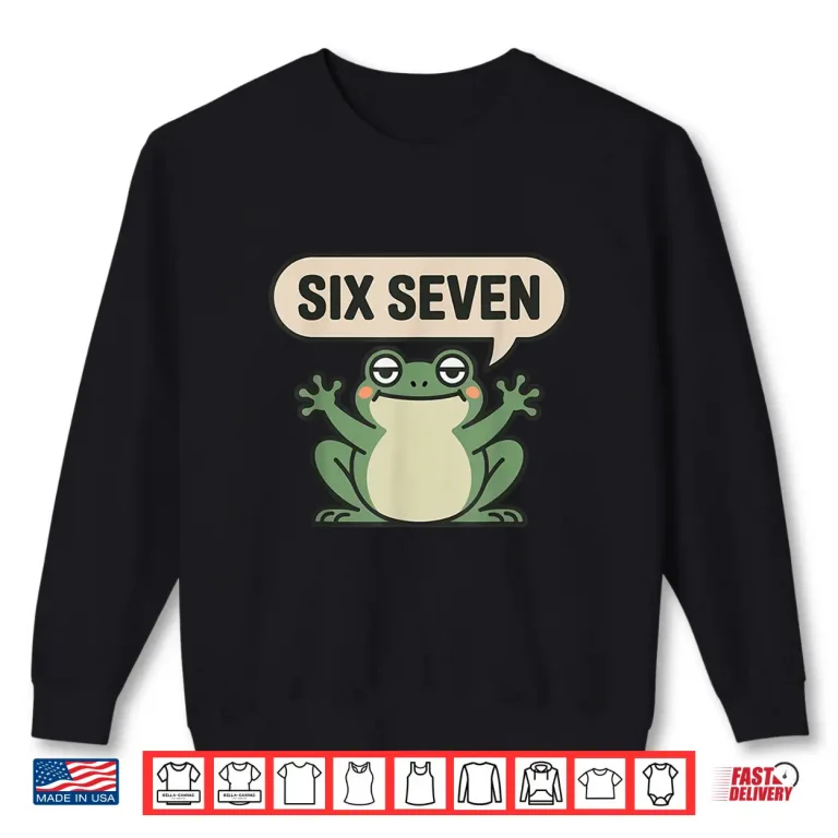 Sweatshirt 6 7 Frog Meme Brainrot Gaming Kids Humor Shirt
