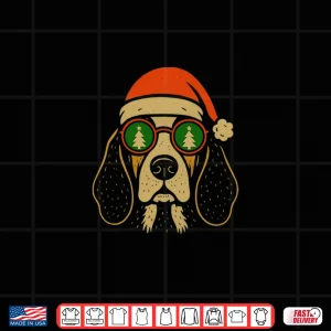 Design Basset Hound Christmas Dog Santa Hat Holiday Glasses Shirt