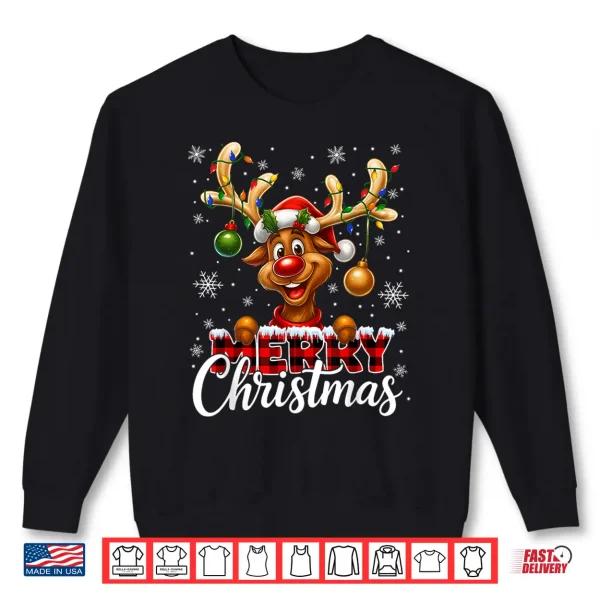 Merry Christmas Reindeer Plaid Pajamas Xmas Shirt 2 Sweatshirt Merry Christmas Reindeer Plaid Pajamas Xmas Shirt