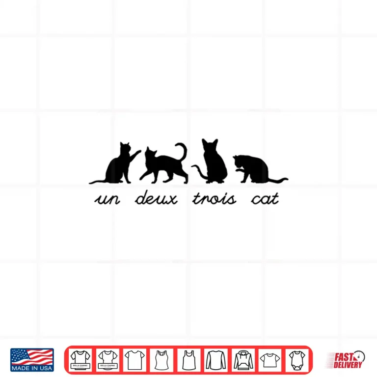 Design Un Deux Trois Cat Cute Funny French Teacher Pun Cat Lover Shirt
