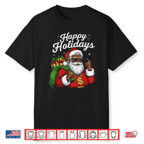 African American Santa Claus Black Christmas Cool Happy Xmas Shirt