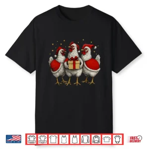 Chicken Santa Xmas Tree Farm Merry Christmas Shirt
