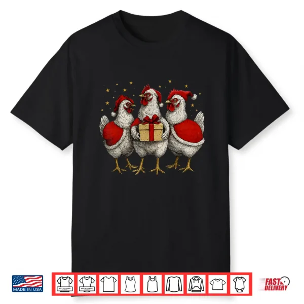 Chicken Santa Xmas Tree Farm Merry Christmas Shirt
