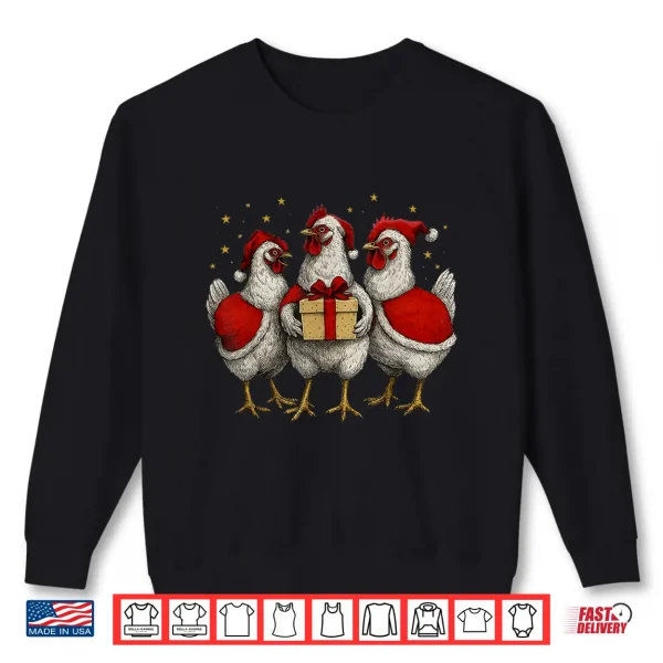 Sweatshirt Chicken Santa Xmas Tree Farm Merry Christmas Shirt