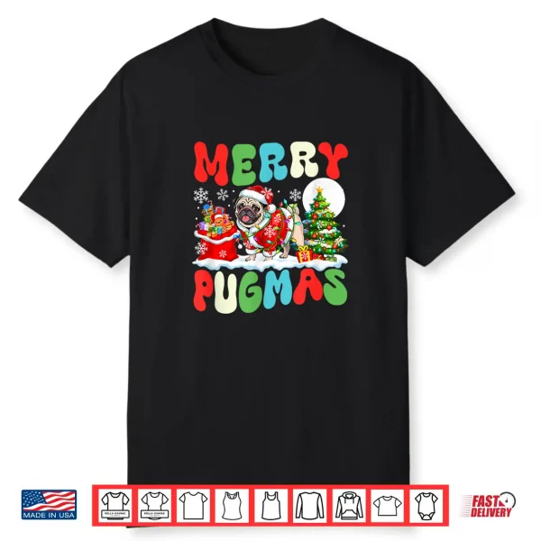 Merry Pugmas Christmas Santa Pug Colorful Costume Owner Shirt