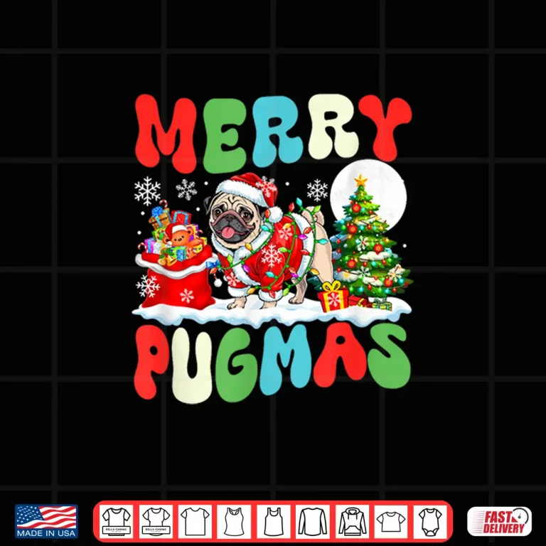 Merry Pugmas Christmas Santa Pug Colorful Costume Owner Shirt 4 Design Merry Pugmas Christmas Santa Pug Colorful Costume Owner Shirt