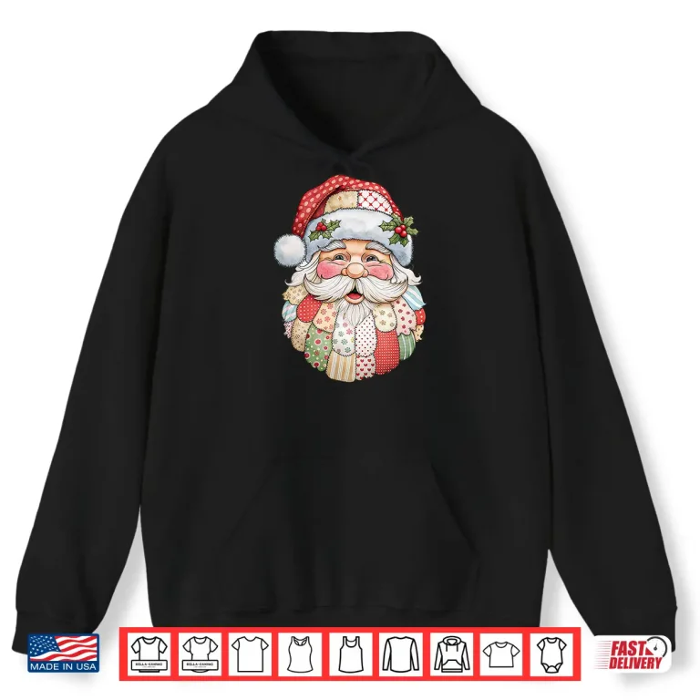Santa Claus Face Patchwork Folk Art Christmas Xmas Shirt 1 Hoodie Santa Claus Face Patchwork Folk Art Christmas Xmas Shirt