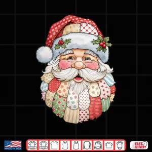 Santa Claus Face Patchwork Folk Art Christmas Xmas Shirt 4 Design Santa Claus Face Patchwork Folk Art Christmas Xmas Shirt