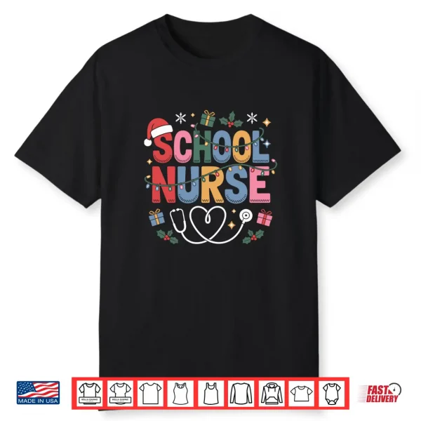 School Nurse Christmas Santa Cap Nursing Humor Xmas Shirt