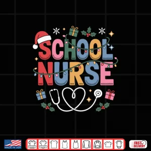 Design School Nurse Christmas Santa Cap Nursing Humor Xmas Shirt