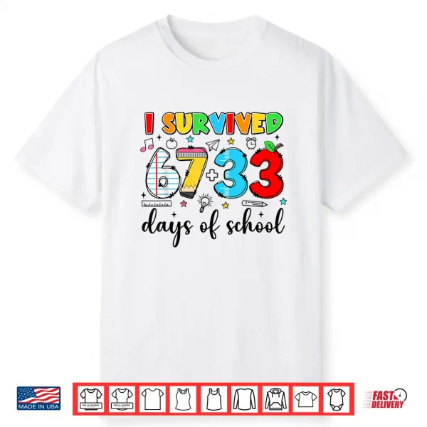 I Survived 67+33 Days Of School Funny 100Th Day Teacher Kids Shirt