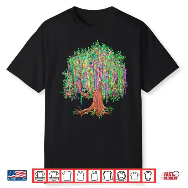 Mardi Gras Tree Beads New Orleans 2026 Watercolor Festival Shirt