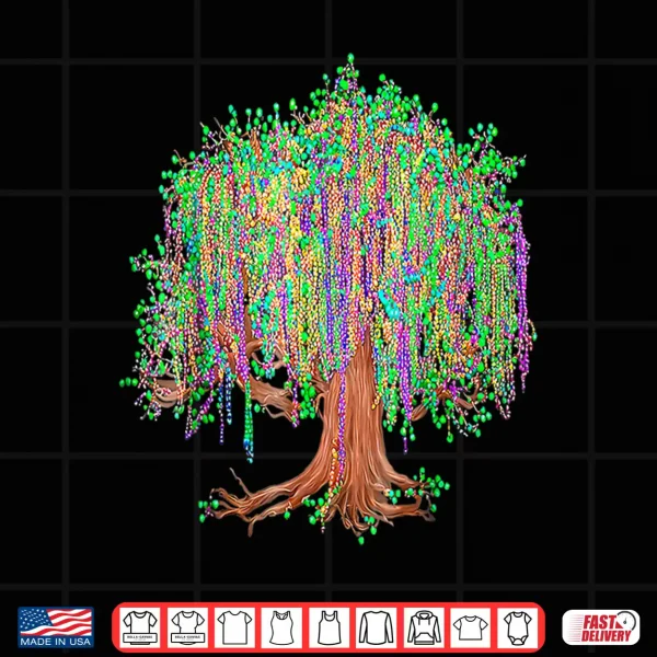 Design Mardi Gras Tree Beads New Orleans 2026 Watercolor Festival Shirt