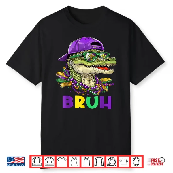 Alligator Bruh Mardi Gras Costume Carnival Teens Boys Kids Shirt