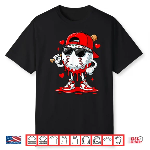 Baseball Drip Ice Cream Sunglasses Boys Youth Kids Valentine Shirt