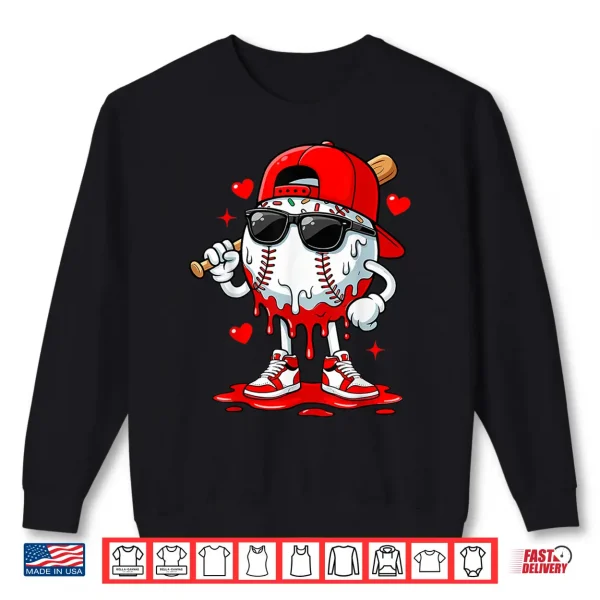 Sweatshirt Baseball Drip Ice Cream Sunglasses Boys Youth Kids Valentine Shirt