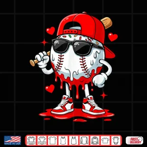 Design Baseball Drip Ice Cream Sunglasses Boys Youth Kids Valentine Shirt