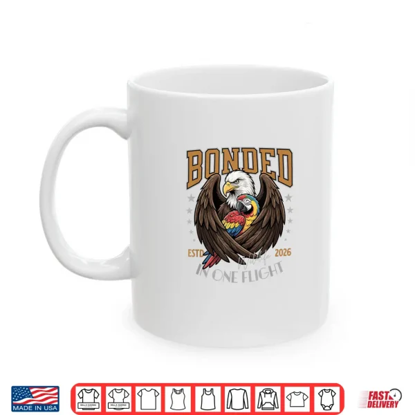Mug Bonded In One Flight Wildlife Birds Eagle And Macaw. Shirt