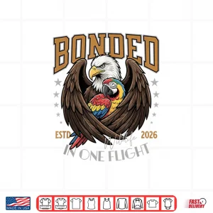 Design Bonded In One Flight Wildlife Birds Eagle And Macaw. Shirt