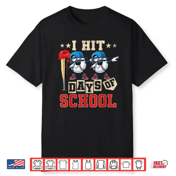 I Hit 100 Days Of School Baseball Kids Boy Teacher 100Th Day Shirt