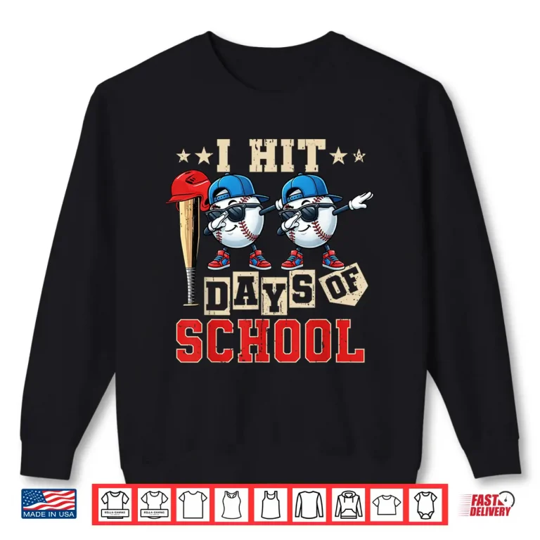 Sweatshirt I Hit 100 Days Of School Baseball Kids Boy Teacher 100Th Day Shirt