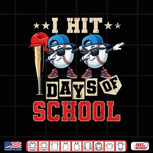 Design I Hit 100 Days Of School Baseball Kids Boy Teacher 100Th Day Shirt