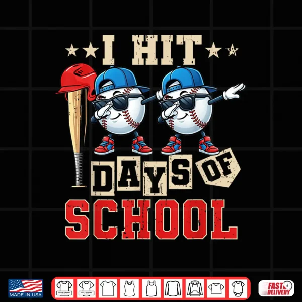 Design I Hit 100 Days Of School Baseball Kids Boy Teacher 100Th Day Shirt