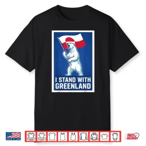 I Stand With Greenland Flag Polar Bear For Men Women & Kids Shirt