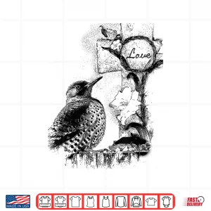Design Love Cross Woodpecker Sketch From Photo Shirt
