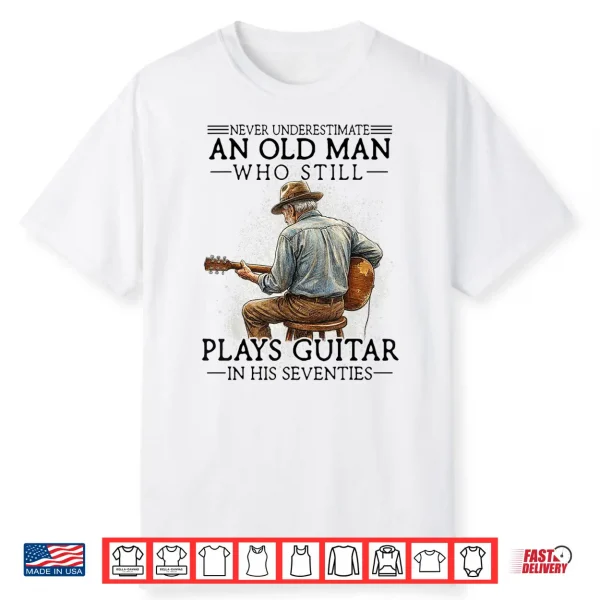 Mens 70Th Birthday Acoustic Guitar Player Vintage Seventies Shirt