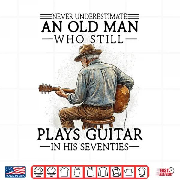 Design Mens 70Th Birthday Acoustic Guitar Player Vintage Seventies Shirt