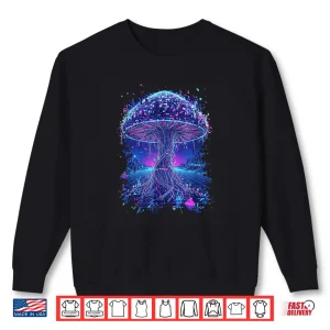 Sweatshirt Psychedelic Glitch Mushroom Cyberpunk Neon Nature Network Shirt