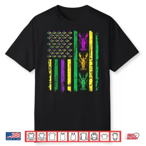Carnival Mardi Gras Usa American Flag Crawfish Parade Outfit Shirt