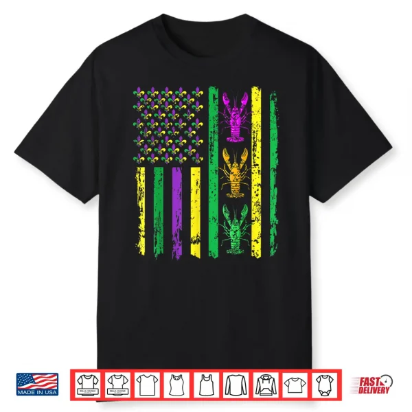 Carnival Mardi Gras Usa American Flag Crawfish Parade Outfit Shirt