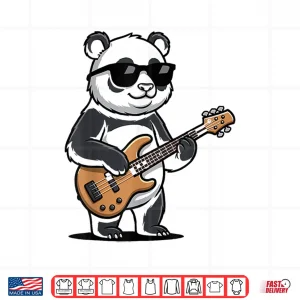 Design Funny Panda Playing Bass Guitar Shirt