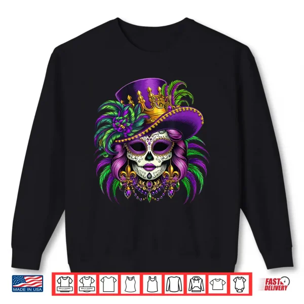 Sweatshirt Sugar Skull Mardi Gras Shirts For Women Girls Carnival Party Shirt