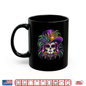 Mug Sugar Skull Mardi Gras Shirts For Women Girls Carnival Party Shirt