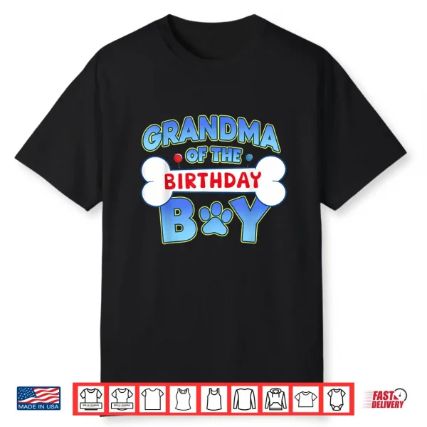 Grandma Of The Birthday Boy Matching Dog Family Bday Party Shirt