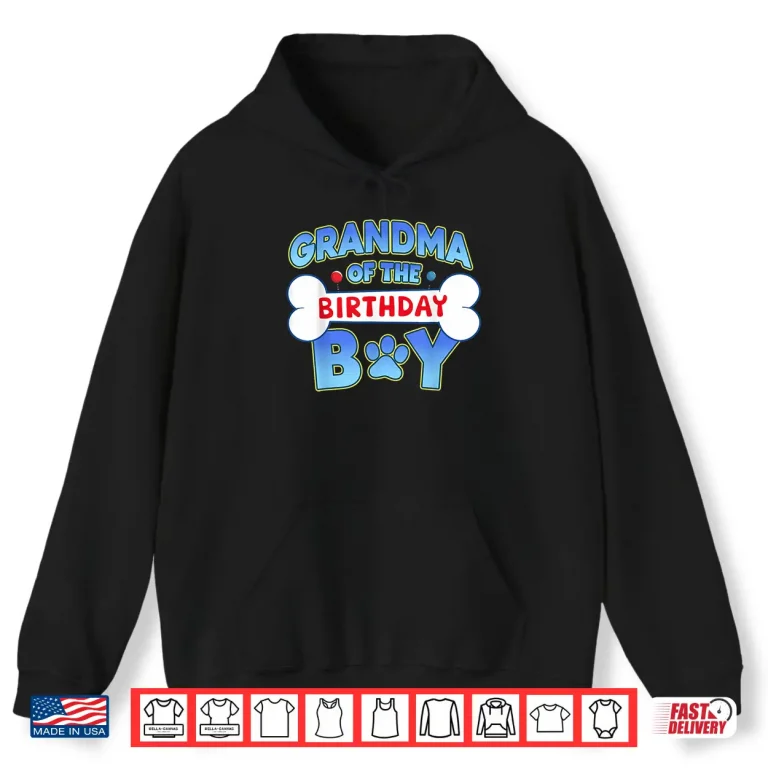 Hoodie Grandma Of The Birthday Boy Matching Dog Family Bday Party Shirt
