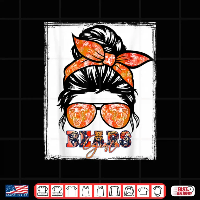 Design Retro Bears Girl Messy Bun Sports Team Matching Outfit Shirt