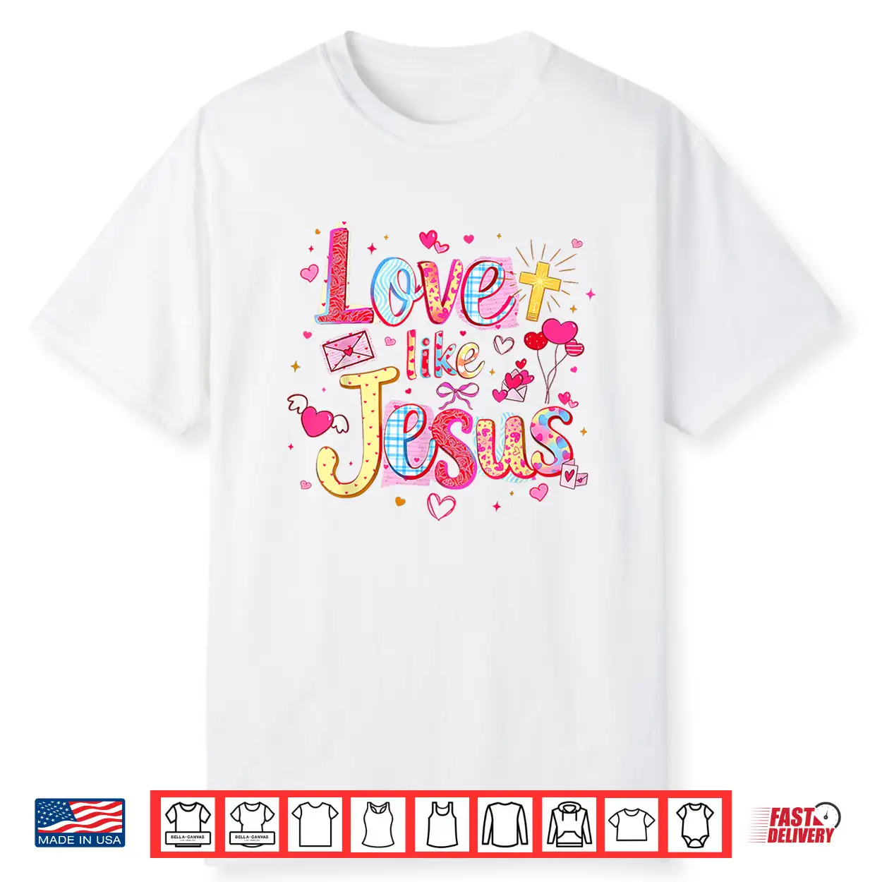 Love Like Jesus Christian Valentine Pink Coquette Matching Shirt Love Like Jesus Christian Valentine Pink Coquette Matching Shirt